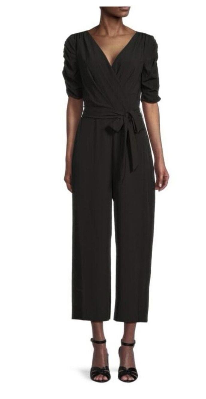 DKNY Ruched Sleeve Belted women’s Jumpsuit black size 4 - Picture 1 of 4